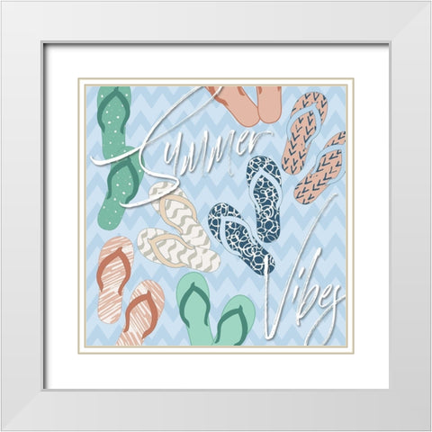 Summer Vibes and Flip Flops White Modern Wood Framed Art Print with Double Matting by Medley, Elizabeth