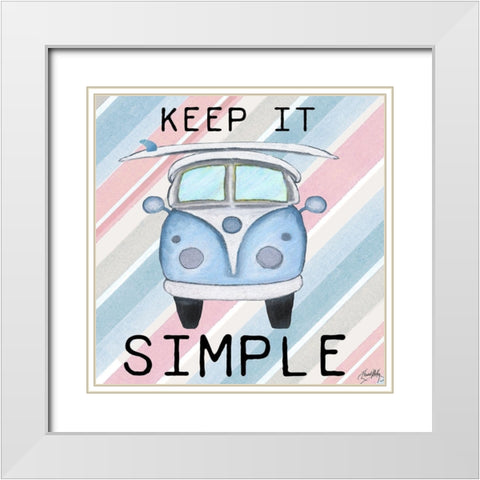 Peace Bus II White Modern Wood Framed Art Print with Double Matting by Medley, Elizabeth