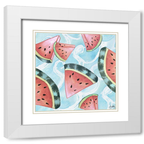Watermelon White Modern Wood Framed Art Print with Double Matting by Medley, Elizabeth