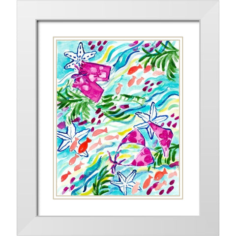 Playing with the Fish White Modern Wood Framed Art Print with Double Matting by Loreth, Lanie