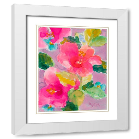 April Hibiscus White Modern Wood Framed Art Print with Double Matting by Loreth, Lanie