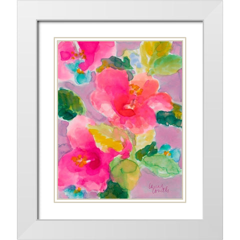 April Hibiscus White Modern Wood Framed Art Print with Double Matting by Loreth, Lanie