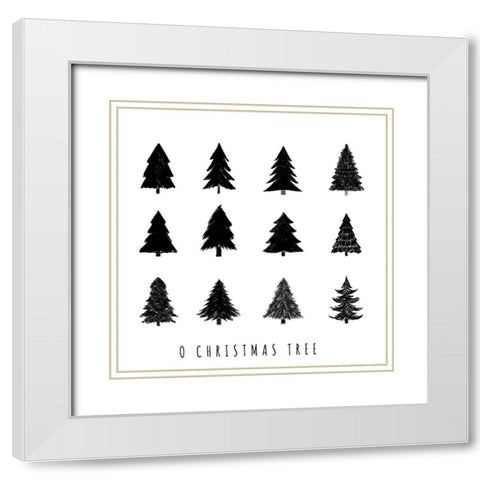 O Christmas Tree White Modern Wood Framed Art Print with Double Matting by Navas, Emily