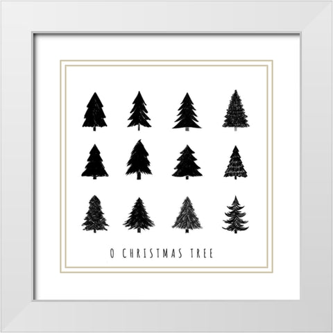 O Christmas Tree White Modern Wood Framed Art Print with Double Matting by Navas, Emily