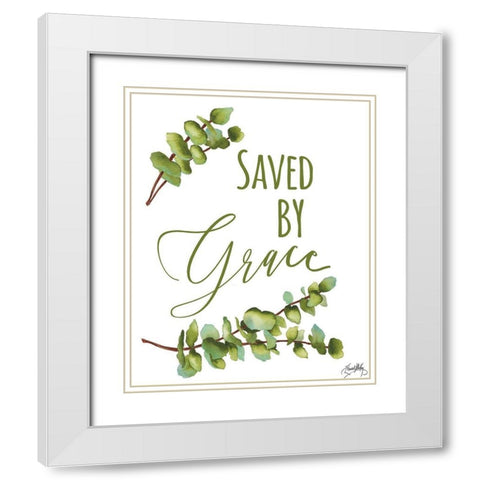 Saved By Grace White Modern Wood Framed Art Print with Double Matting by Medley, Elizabeth