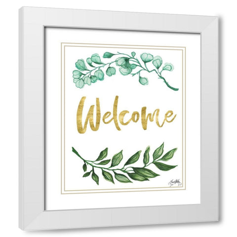 Welcome White Modern Wood Framed Art Print with Double Matting by Medley, Elizabeth