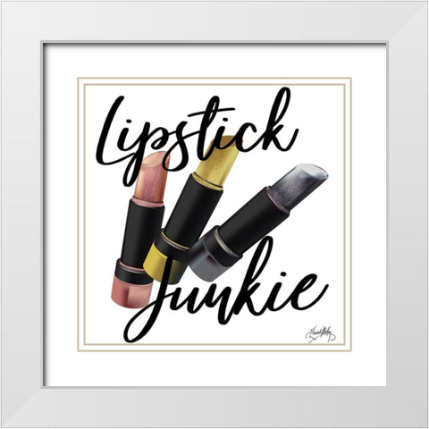 Lipstick Junkie White Modern Wood Framed Art Print with Double Matting by Medley, Elizabeth