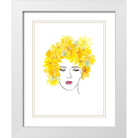 Girl With Daisies In Her Hair White Modern Wood Framed Art Print with Double Matting by Loreth, Lanie