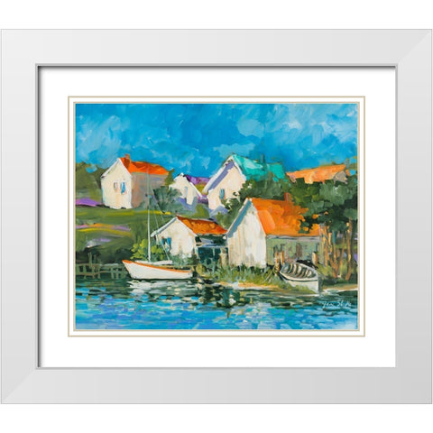 Lake Town White Modern Wood Framed Art Print with Double Matting by Slivka, Jane