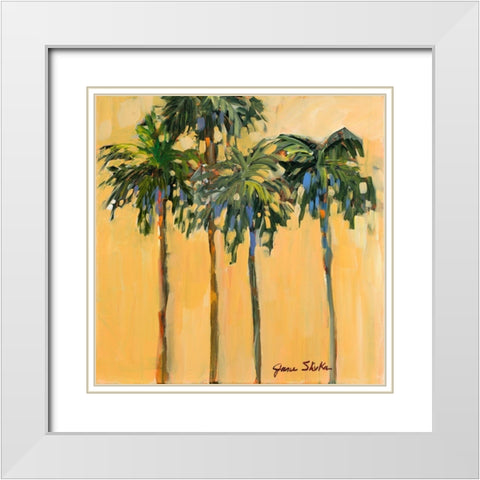 Tropical Palms on Yellow White Modern Wood Framed Art Print with Double Matting by Slivka, Jane