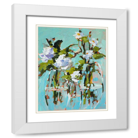 Flowers In Vases White Modern Wood Framed Art Print with Double Matting by Slivka, Jane