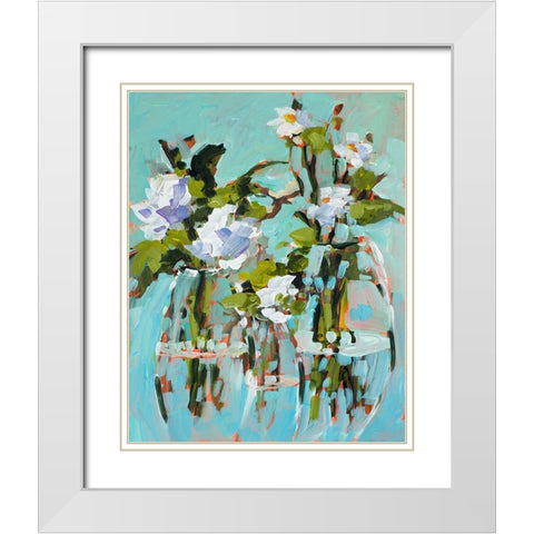 Flowers In Vases White Modern Wood Framed Art Print with Double Matting by Slivka, Jane