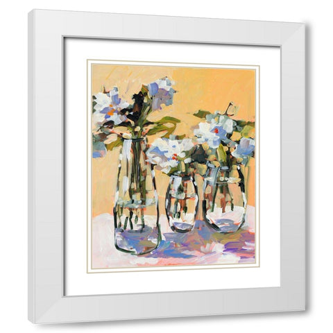 Three Flower Vases White Modern Wood Framed Art Print with Double Matting by Slivka, Jane