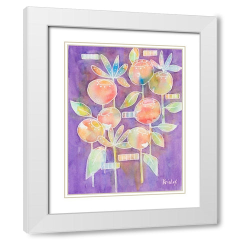 Bubble Blossoms on Violet White Modern Wood Framed Art Print with Double Matting by Krinlox