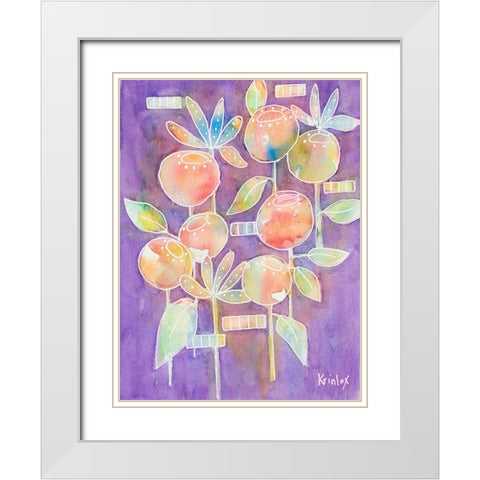 Bubble Blossoms on Violet White Modern Wood Framed Art Print with Double Matting by Krinlox