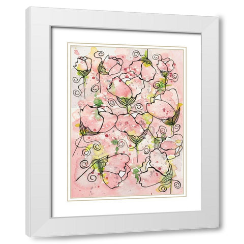 Pretty Pink and Peppy White Modern Wood Framed Art Print with Double Matting by Krinlox