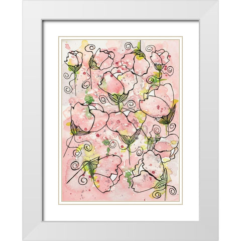 Pretty Pink and Peppy White Modern Wood Framed Art Print with Double Matting by Krinlox