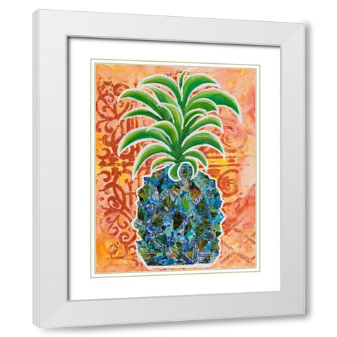 Pineapple Collage I White Modern Wood Framed Art Print with Double Matting by Ritter, Gina