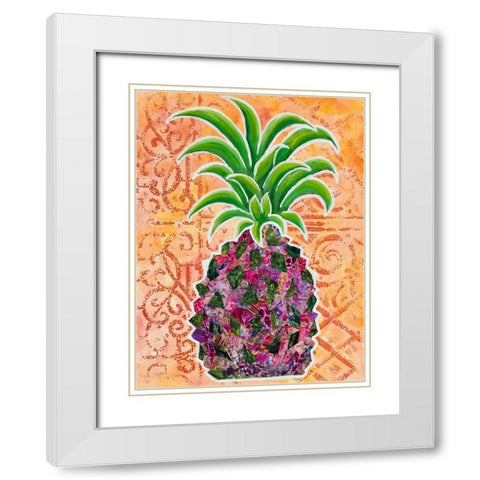 Pineapple Collage II White Modern Wood Framed Art Print with Double Matting by Ritter, Gina