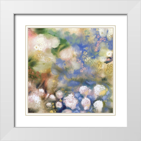 Flower Impression I White Modern Wood Framed Art Print with Double Matting by Meneely, Dan