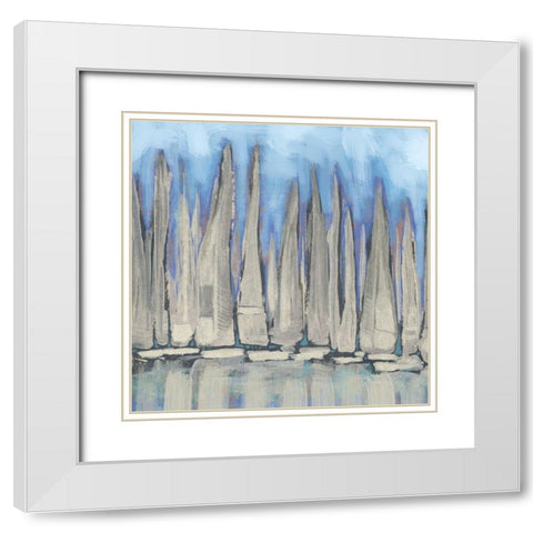 Sailboat Crowd I White Modern Wood Framed Art Print with Double Matting by Meneely, Dan