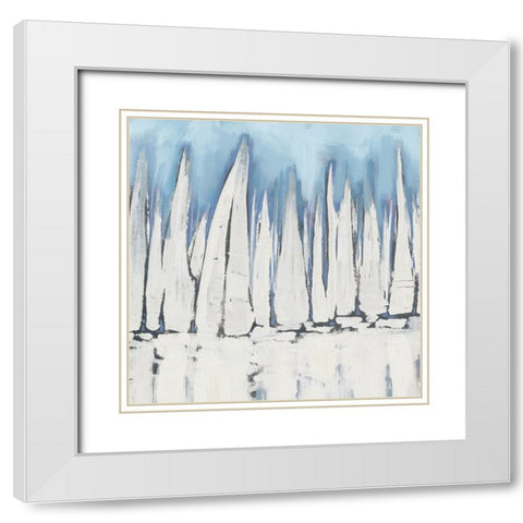 White Sailboat Crowd II White Modern Wood Framed Art Print with Double Matting by Meneely, Dan