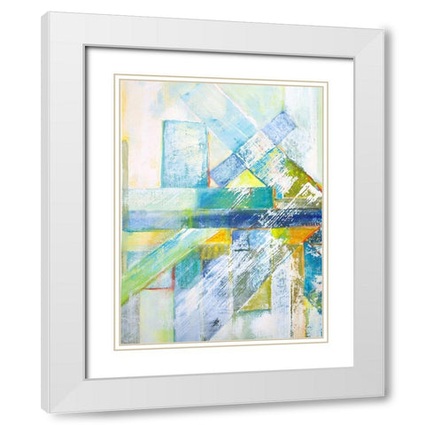 Summerview Abstract  I White Modern Wood Framed Art Print with Double Matting by Diannart