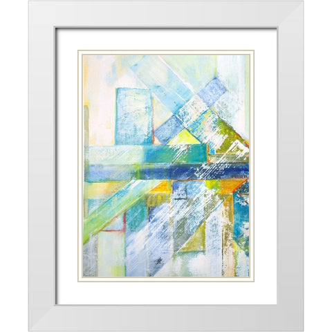 Summerview Abstract  I White Modern Wood Framed Art Print with Double Matting by Diannart