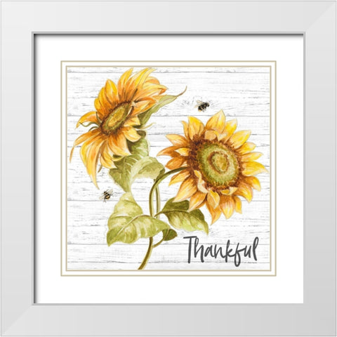 Harvest Gold Sunflower Bouquet White Modern Wood Framed Art Print with Double Matting by Pinto, Patricia