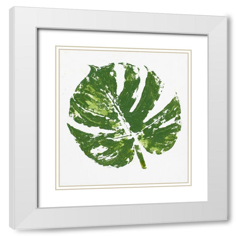 Tropical Leaf Stamp White Modern Wood Framed Art Print with Double Matting by Pinto, Patricia
