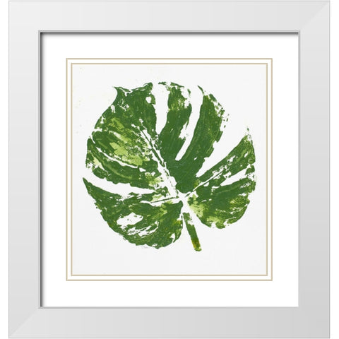 Tropical Leaf Stamp White Modern Wood Framed Art Print with Double Matting by Pinto, Patricia