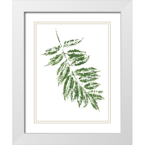 Tropical Leaf Stamp Branch White Modern Wood Framed Art Print with Double Matting by Pinto, Patricia