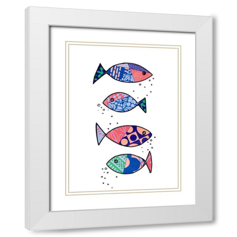Tropical Fish Collage I White Modern Wood Framed Art Print with Double Matting by Pinto, Patricia