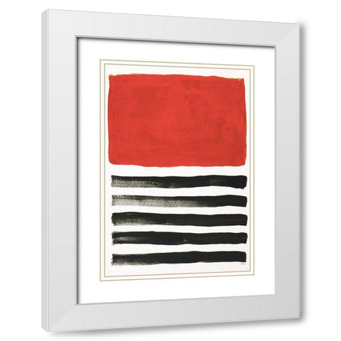 Red Jungle Time White Modern Wood Framed Art Print with Double Matting by Pinto, Patricia