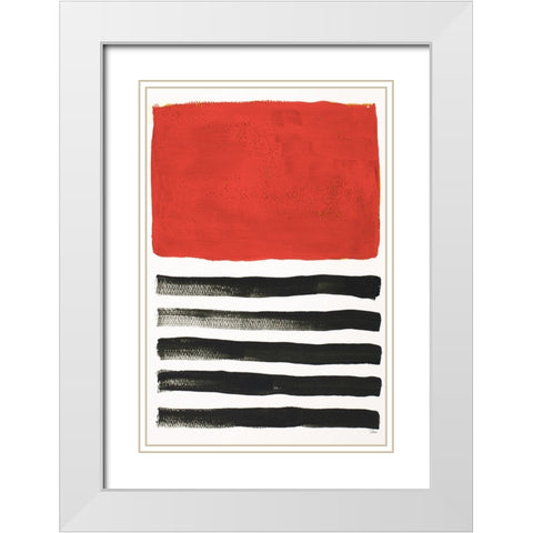 Red Jungle Time White Modern Wood Framed Art Print with Double Matting by Pinto, Patricia