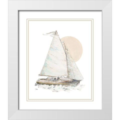 Quiet Sailboat White Modern Wood Framed Art Print with Double Matting by Pinto, Patricia