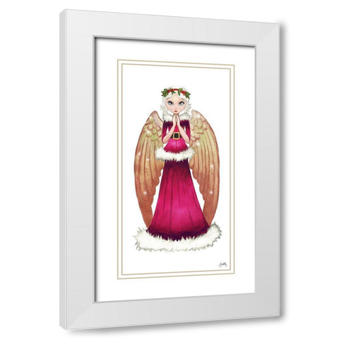 Christmas Angel I White Modern Wood Framed Art Print with Double Matting by Medley, Elizabeth