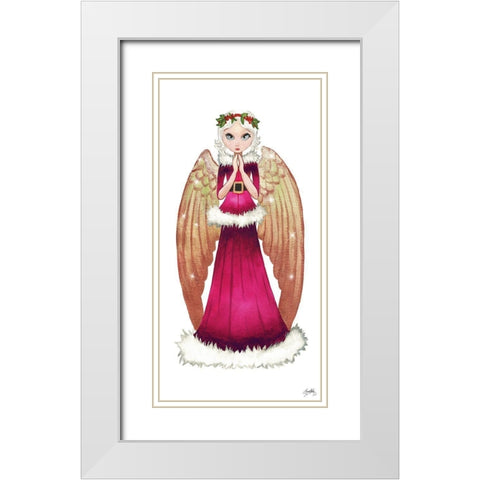 Christmas Angel I White Modern Wood Framed Art Print with Double Matting by Medley, Elizabeth