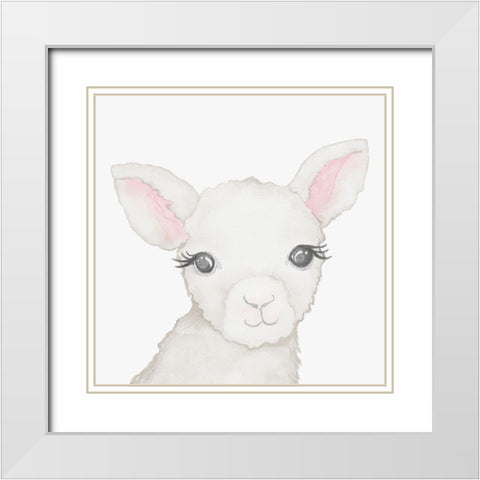 Baby Lamb White Modern Wood Framed Art Print with Double Matting by Medley, Elizabeth
