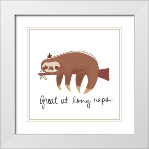 Long Naps White Modern Wood Framed Art Print with Double Matting by Navas, Emily