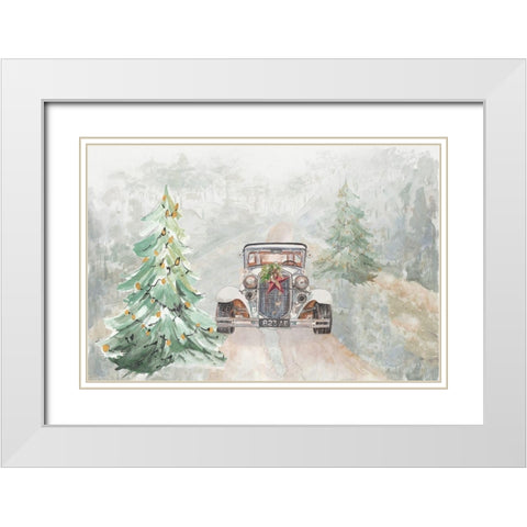 Old Time Road at Christmas White Modern Wood Framed Art Print with Double Matting by Pinto, Patricia