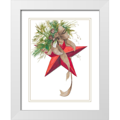 Christmas Star White Modern Wood Framed Art Print with Double Matting by Pinto, Patricia