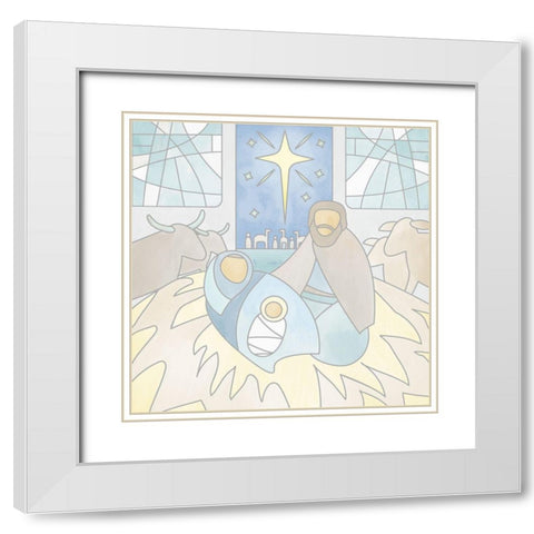 Nativity White Modern Wood Framed Art Print with Double Matting by Meneely, Dan
