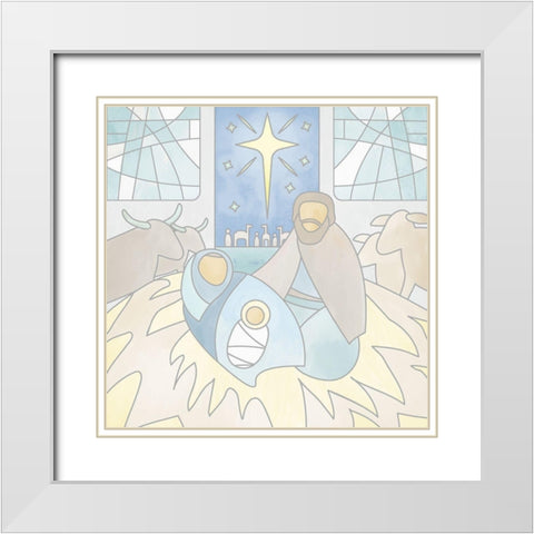 Nativity White Modern Wood Framed Art Print with Double Matting by Meneely, Dan