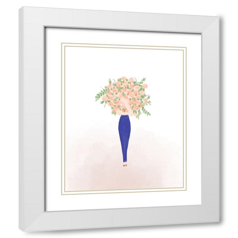 Flower Gal White Modern Wood Framed Art Print with Double Matting by Quach, Anna