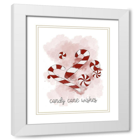 Candy Cane Wishes White Modern Wood Framed Art Print with Double Matting by Quach, Anna