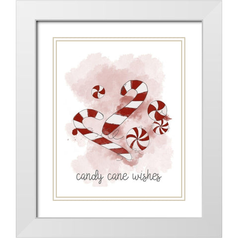 Candy Cane Wishes White Modern Wood Framed Art Print with Double Matting by Quach, Anna