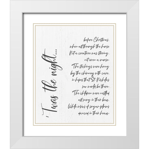 Twas The Night Before Christmas White Modern Wood Framed Art Print with Double Matting by Quach, Anna