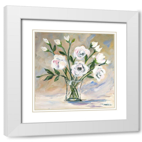 Soft Bouquet White Modern Wood Framed Art Print with Double Matting by DeRice, Julie