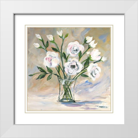 Soft Bouquet White Modern Wood Framed Art Print with Double Matting by DeRice, Julie